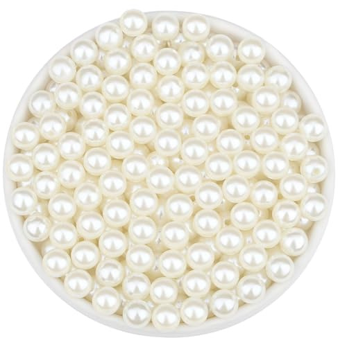 QINJIEJIE 200 Stück 12mm Weiß Perlen Groß Bastelperlen zum Auffädeln, Lose Beads Runde Weiß Perlen für DIY Schmuckherstellung, Armbänder, Halsketten, Dekoration und Vasenfüller