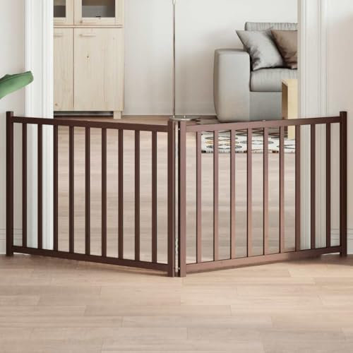 Hundegitter, faltbar, 2 Paneele, Massivholz, freistehende Barriere für Tür, Innenbereich, Haustier-Trennwand – Eichenholz-Design