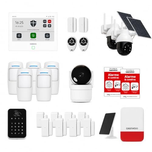 Daewoo - Allarme connesso WiFi/GSM Touch 7 AM505L, sistema wireless e senza abbonamento, compatibile con animali, sensori inclusi + telecamera di sorveglianza Full HD, applicazione mobile inclusa