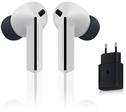 Samsung Galaxy Buds3 FE, Écouteurs sans Fil, Bluetooth, Réduction Active de Bruit, Audio 360, Gemini, Chargeur Secteur Rapide 25W Inclus, Gris, Version FR