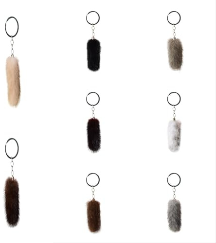 Generisch 8 Stück Mini Tail Fuchsschwanz Anhänger,Fell Schwanz Keychain Fuchs Schlüsselanhänger Tasche Zusätze Auto Schlüsselketten Anhänger Weich Flaumig Fox Tail Handtasche Dekoration