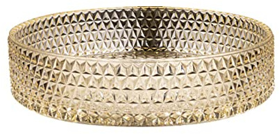 MYUYEE Bathroom Vessel Sinks, Artistic Transparent Crystal Glass Round Vanity Vessel Sink, Above Counter Washbasin with Pop-Up Drain and Accessories,