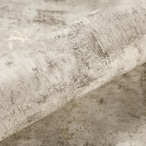 Anttyscar Cream Concrete Effect Wallpaper, Beige Metallic Cement Textured Wallpaper, Retro Decorative Luxury Wall Paper Roll for Bedrooms Living Room Hallway Feature Wall