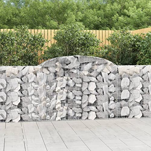 QJBSAVVA Lot de 8 clôtures gabions - 300 x 30 x 100/120 cm - En fer galvanisé argenté - Robuste - Pour jardin, brise-vue - Design moderne - Pour cour, terrasse et jardin avant