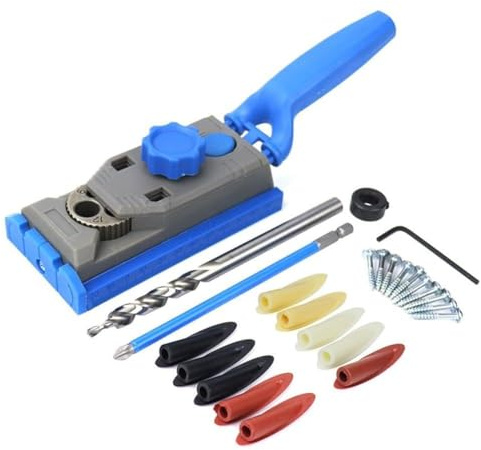 MoSundi Woodworking Pocket Hole Jig Drill Locator with Hardened Steel Core for Precision Dowelling, 130x65x34mm, Compatible with Wood Drilling Projects