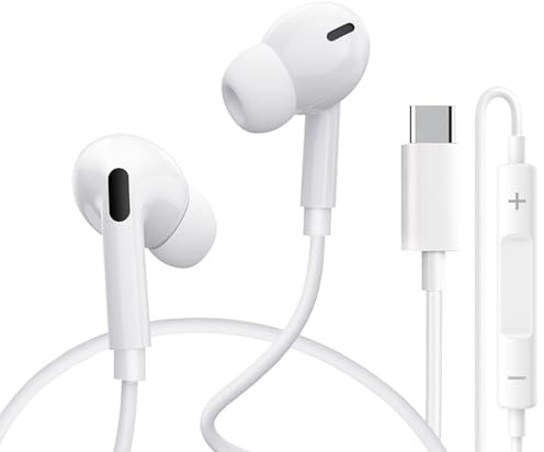 USB-C Wired Earphones with Volume Control & Microphone, In-Ear Headphones for 17/16/15 Pro Max, Samsung Galaxy S25/S24/S23, Google Pixel, Compatible with all USB-C phones