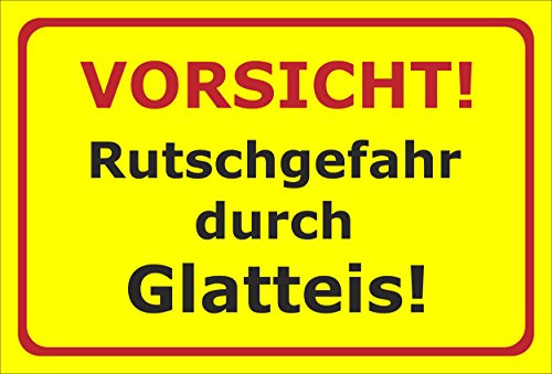 Melis-Folienwerkstatt Schild Rutschgefahr durch Glatteis – 45x30 cm – 3mm Aluverbund – Verschiedene Größen und Materialien – Mit Bohrlöchern