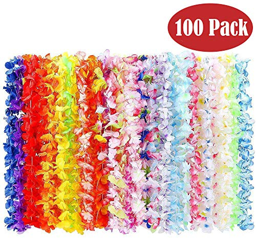 BangShou 100Pcs Ghirlanda Hawaiana Collana Tropicale Ghirlande Hawaii Hula Multicolori Fiori Ghirlande