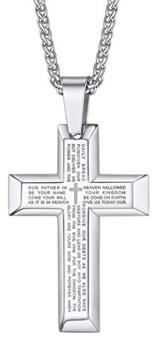 Suplight Cross Necklace, Personalized Jesus Jewellery for Women Men, 925 Sterling Silver/Stainless Steel