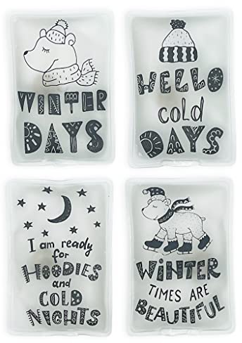Handwärmer Taschenwärmer Sets wiederverwendbar, Wärmepad für kalte Tage und für unterwegs, Wärmeknickkissen mit tollen Motiven (4er-Set Winter Days)