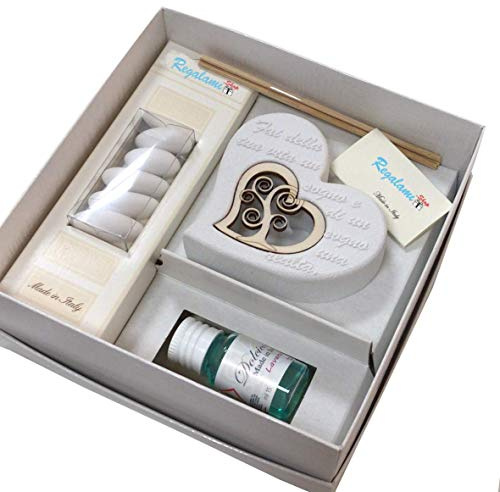 Regalami. Shop Gastgeschenk Made in Italy Herz mit Lebensbaum aus Holz, 8 x 8 cm, komplett mit Schachtel, Konfetti, Essenz, weißem Band und individuellem Kärtchen