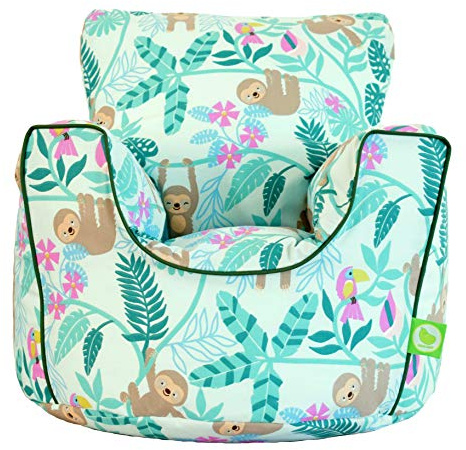 BeanLazy ® 100% Cotton Small Green Sloth Bean Bag Chair with Filling
