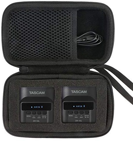 co2CREA Duro Viajar caja estuche funda para Tascam DR-10L Tarjeta Flash Dictáfono（funda solo） (Negro)