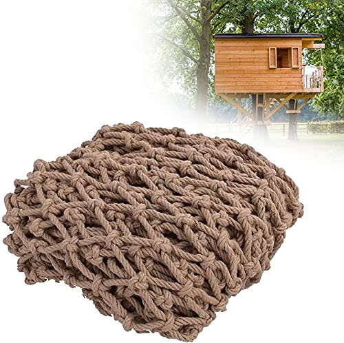 TGHY Baumhaus-Sicherheitsnetz Baumhaus-Strickleiter Outdoor-Trainings-Absturzsicherungsnetz 12mm Dickes Hochleistungs-Hanf-Kletternetz Hinterhof-Spielhaus-Zaunnetz Spaß für Kinder,2 * 2m(6.6 * 6.6ft)