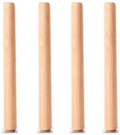 Jolan 4 Pcs Solid Wood Furniture Legs, Replacement Desk Legs, Coffee Table Legs, Sofa Legs, Cabinet Legs, Furniture Feet With Mounting Plates and Screws,Wooden-20cm/7.87in