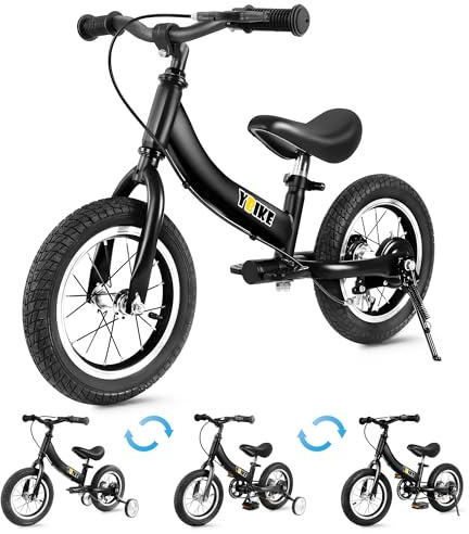 YBIKE Balance Bike 2 in 1,The Dual Use of a kids' Balance Bikes and Kids Bike, for 2 3 4 5 6 7 Years Old -12 14 16 Inches with Training Theory, Brake, Pedal