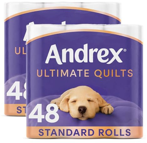 Andrex Toilet Roll Supreme Quilts Fragrance-Free 3 Ply Toilet Paper, 48 Rolls White