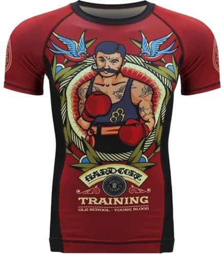 Hardcore Training Recruit Rash Guard Uomo Maglietta a Compressione MMA BJJ Arti Marziali Boxe Fitness Grappling No Gi