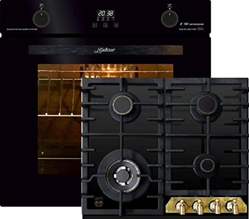 Kaiser Set de cuisinières à gaz EH 6367 + KCG 6335 Em, four électrique, 79 l, four encastré, 10 fonctions + gaz naturel/propane, 90 cm, plaque de cuisson encastrée, verre noir, 3,8 kW