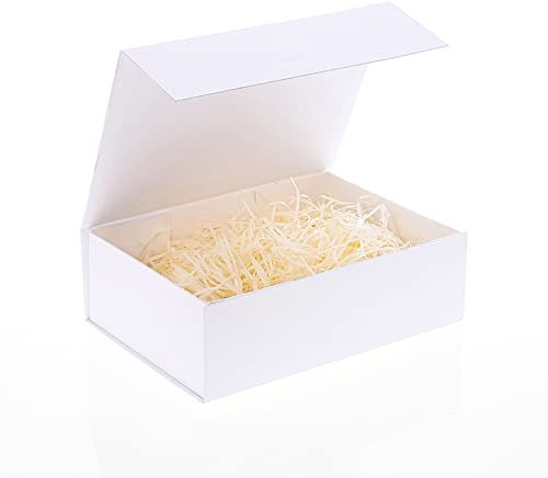 Weiße Geschenkbox mit Deckel,33x22.8x10cm,zusammenklappbare Bräutigam-Vorschlag-Box mit magnetischer Geschenkbox für Geschenke Hochzeit Weihnachten Geburtstag