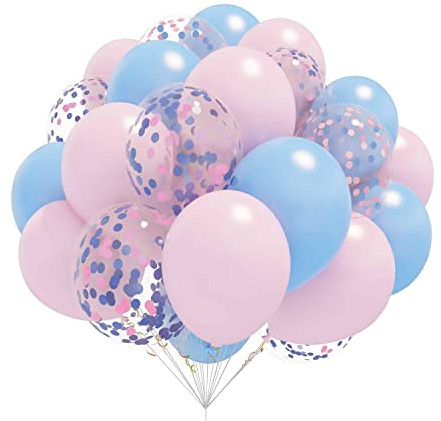 Lot de 50 Ballons Macaron Bleu et Rose 12 Pouces Ballons Baudruche en Latex Qualité Supérieure Adaptés aux Fêtes D'anniversaire, Festivals et Baptême