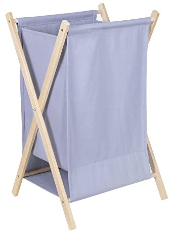 Eden & Willow Laundry Basket | Foldable Washing Hamper 30L | Baskets with Beach Wood Legs | Wash Basket for Bathroom & Household Essentials | Laundry Room Accessories Dispenser (Grey)