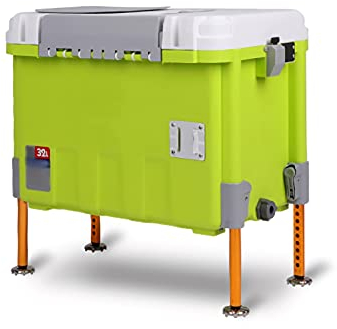 Toolbox Tackle Box Fishing Bucket Leichter, multifunktionaler Sitz-Angelbox-Stuhl mit Kissen und 4 verstellbaren Beinen für wildes Outdoor-Terrain 32L Angelgerät