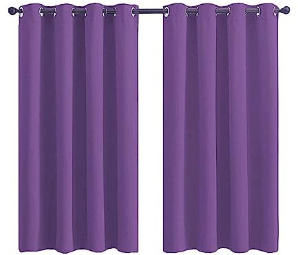 Mesnt Verdunkelungsvorhang Thermo, Polyester Lichtblockierender einfarbiger Verdunkelungsvorhang zur Raumverdunkelung, Lila, H175 x B140 cm