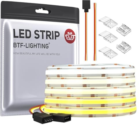 BTF-LIGHTING FCOB COB CCT 2700-6500K 5M 640LEDs/m DC24V IP65 LED Streifen | Flexibler Hohe Dichte Dimmbar Abstimmbar CRI＞90 für Innendekoration(Nicht inhalt Netzteil＆Controller)