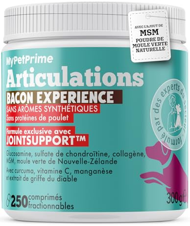 MyPetPrime Articolazioni Cane Mangime Complementare 240 + 10 Compresse Extra Incluse | Nuova Formula JointSupport con MSM, Polvere di Cozza Verde, Glucosamina, Condroitina e Artiglio del Diavolo