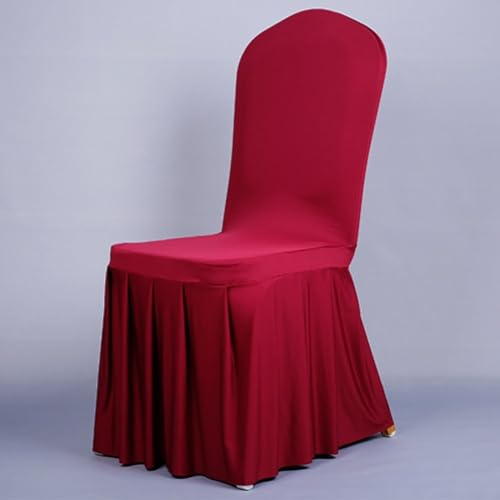 DAZZLEEX Stuhlhusse für Hochzeiten, Spandex, Stretch-Stoff, abnehmbar, waschbar, schützende Hochzeitsstuhlhussen für Bankette, Weinrot