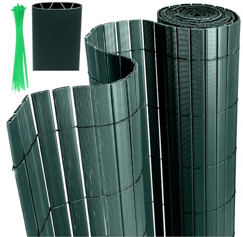 Joparri PVC Sichtschutzmatte, Windschutz UV-beständig Sichtschutz, PVC Sichtschutzzaun mit Kabelbindern, 4-Gewicht-Verstärkung Balkonverkleidung Blickdicht, Balkon Zaun, 140 x 300 cm, Grün