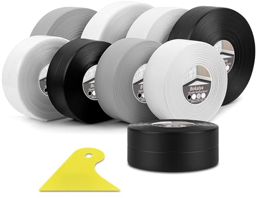 Bokaiya Cinta Baño Selladora,Negro Cinta de Sellado Impermeable Autoadhesivas, Listón de Calcetines blandos, Zócalo Flexible, Para Coche, Bañera, Puerta, Ventana, Fregadero de Cocina (3.8cm x 11m)