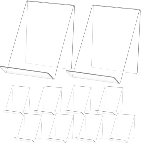 QWORK® 10 Stück Acryl Buchstützen, Buchstütze Transparent 13 x 11.5 x 10 cm, Ideal für Büchern, Zeitschriften, Broschüren