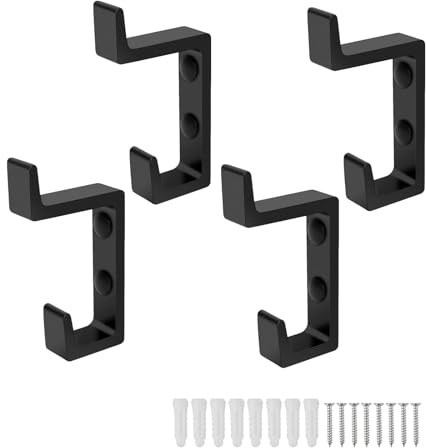 0XBIT Gancho Pared, 4 Piezas Ganchos Para Colgar De Aluminio, Moderno Negro Colgador Toalla BañO, Ganchos Para Pared Con Tornillos Adecuado Para Guardarropa, Dormitorio, Ganchos De Pareds