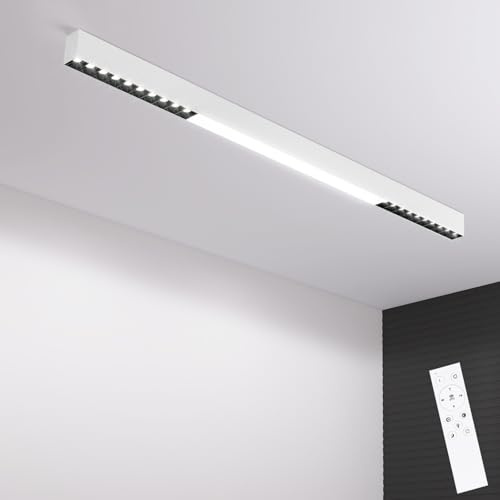 Homefire Deckenlampe LED Deckenleuchte Flur - Dimmbar 32W Flurlampe Lang | Weiß Küchenlampe mit Fernbedienung Büro Deckenstrahler Modern Design Schlafzimmerlampe Wohnzimmerlampe für Wohnzimmer