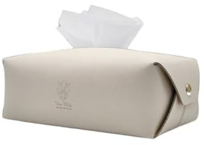 VeraPelle™ dekorative Echtleder Taschentücher Box, handgefertigt Tissue Box, Made in Italy, perfekte Taschentuchbox für Badezimmer, Küche, Büro, Praxis und Wohnzimmer (Beige)