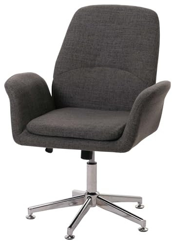 Mendler Esszimmerstuhl HWC-K23, Stuhl Küchenstuhl Polsterstuhl, drehbar mit Armlehne höhenverstellbar Stoff/Textil - dunkelgrau