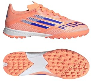 adidas Botas de fútbol unisex para niños F50 Messi League Turf, Naranja Azul, 36 2/3 EU