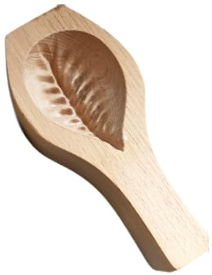 Baoblaze Mamoul-Keksform zum Herstellen von mit Dattel gefüllten Keksen, aus Holz Geschnitzte Keksstempel, handgefertigte Handpresse für das Mittherbstfest, Kleines Blatt