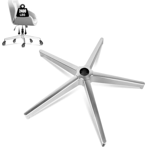 Bürostuhl Fußkreuz Abnehmbarer, Bürostuhl Fußkreuz mit 2400LBS, Bürostühle Untergestell Stabiler Metall Drehstuhl Ersatzteile Geeignet für 11mm x 22mm Rollen und 50mm Gasfeder