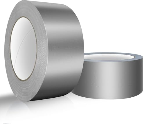 Lnopever 2 Rouleaux De Ruban Adhésif Fort-50mmX30m, Ruban De RéParation Renforcé Par Du Tissu Avec Un Fort Pouvoir Adhésif Et Des PropriéTéS De RéSistance à La DéChirure (Argent)