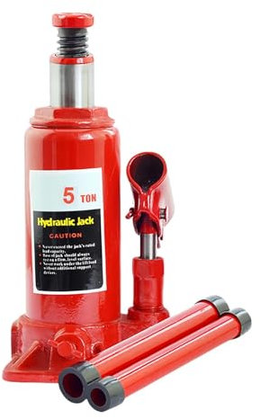 crique Voiture Leve Voiture Crics de Voiture Outils cric de Bouteille soudé cric de Bouteille de Voiture hydraulique soudé pour Voiture Pick-up RV(5 Ton)
