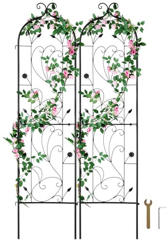 VEVOR Traliccio da Giardino Rampicanti per Piante Fiori in Metallo Antiruggine, Supporto per Traliccio per Rose Rampicanti Esterno, Traliccio Decorativo per Clematide Alta Cortili 38 x 152 cm 2 Pezzi