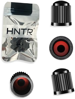 HNTR® Black Dust Caps for Car Tyres | Set of 10 Car Tyre Valve Caps | Universal Fit for Cars & Bikes | Ziplock Pouch for Spares | Integrated Rubber O Ring Full Protection Against Dirt, Dust & Leaks