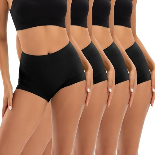 INNERSY Boxershorts Damen Unterhosen Hotpants Unterwäsche, S, 4 Schwarz