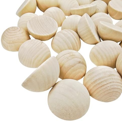 30 piezas de medias esferas de madera de 50 mm, naturales y sin tratar, para manualidades y proyectos DIY