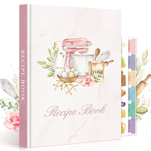 Lanpn B5 Libro di Ricette da Scrivere, Quaderno per Ricette in Pelle Il Mio Ricettario, Recipe Cook Journal Book to Write in Your own Recipes, Libri di Cucina Cooker Girl Libro, Rosa, Inglese