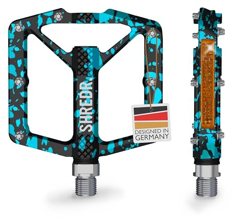 SHREDR. Shine Pedale für MTB | Hochwertige Flatpedals fürs Mountainbike | Mit Reflektoren (StVZO konform) | Special Edition - Unikat