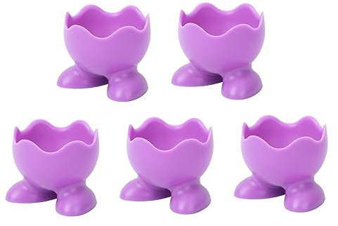 Healifty Silicone Egg Holder Cup Set of 5 Feet Boiled Egg Holder Cups Non-Slip Heat-Resistant for Kitchen Breakfast Serving Random Color
